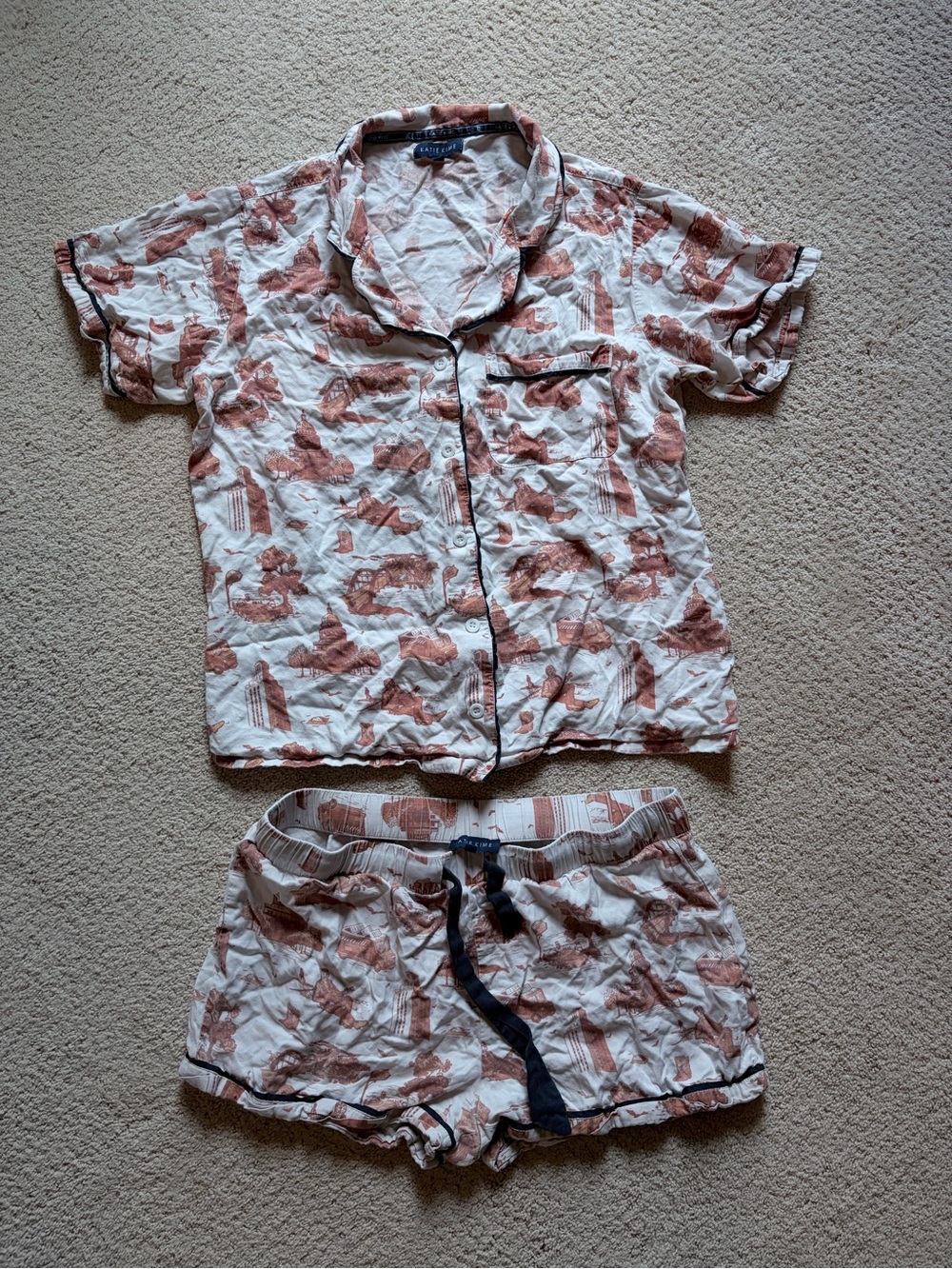Katie Kime Austin Toile Pajama Shorts Small